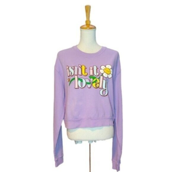 BSR By Samii Ryan Isn't It Lovely Daisy Print Sweatshirt In Lavendar Size Medium - Picture 6 of 6